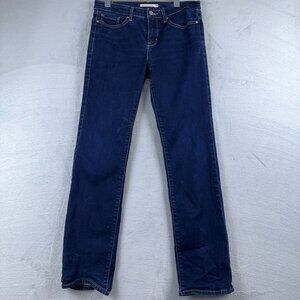 Levi's 314 Shaping Straight Jeans Denim Stretch Mid Rise Women Dark Blue Size 28